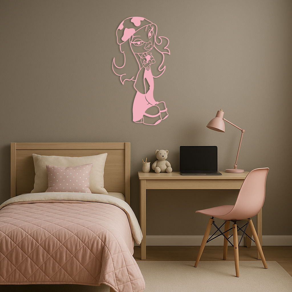 Pink Bratz Girl Metal Wall Art – Fashion Doll Inspired Silhouette Decor - KAFGP022