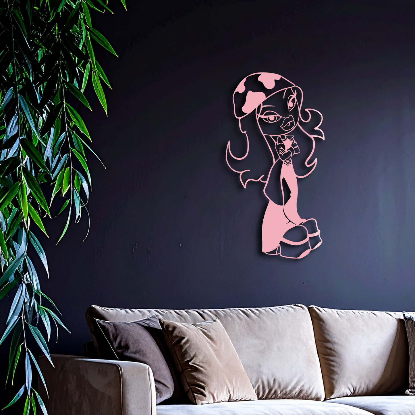 Pink Bratz Girl Metal Wall Art – Fashion Doll Inspired Silhouette Decor - KAFGP022