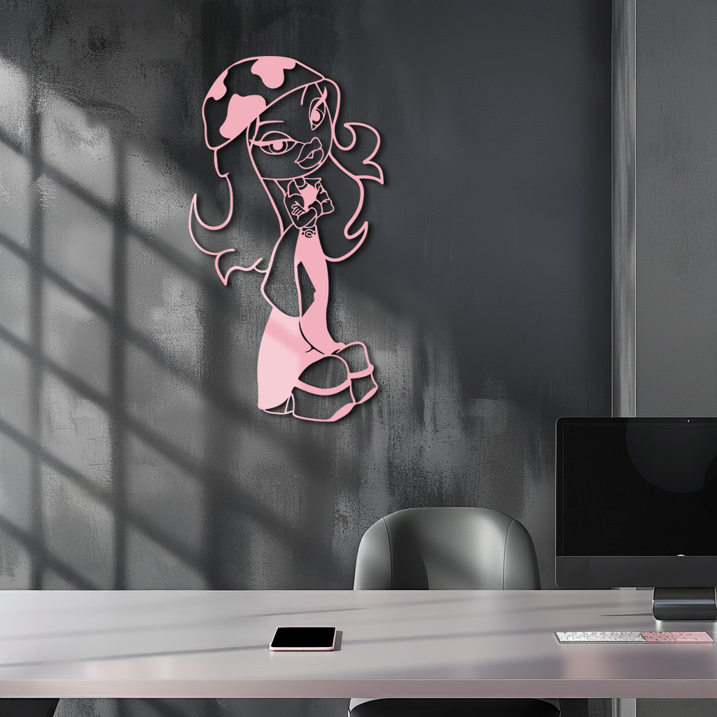 Pink Bratz Girl Metal Wall Art – Fashion Doll Inspired Silhouette Decor - KAFGP022
