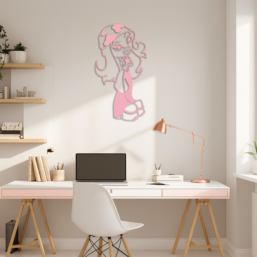 Pink Bratz Girl Metal Wall Art – Fashion Doll Inspired Silhouette Decor - KAFGP022
