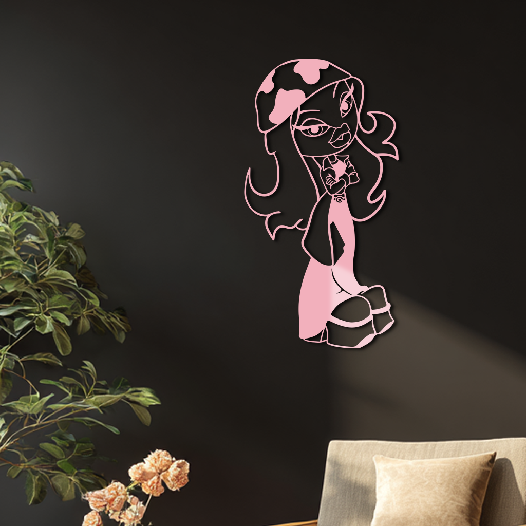 Pink Bratz Girl Metal Wall Art – Fashion Doll Inspired Silhouette Decor - KAFGP022