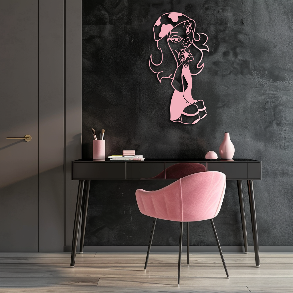 Pink Bratz Girl Metal Wall Art – Fashion Doll Inspired Silhouette Decor - KAFGP022