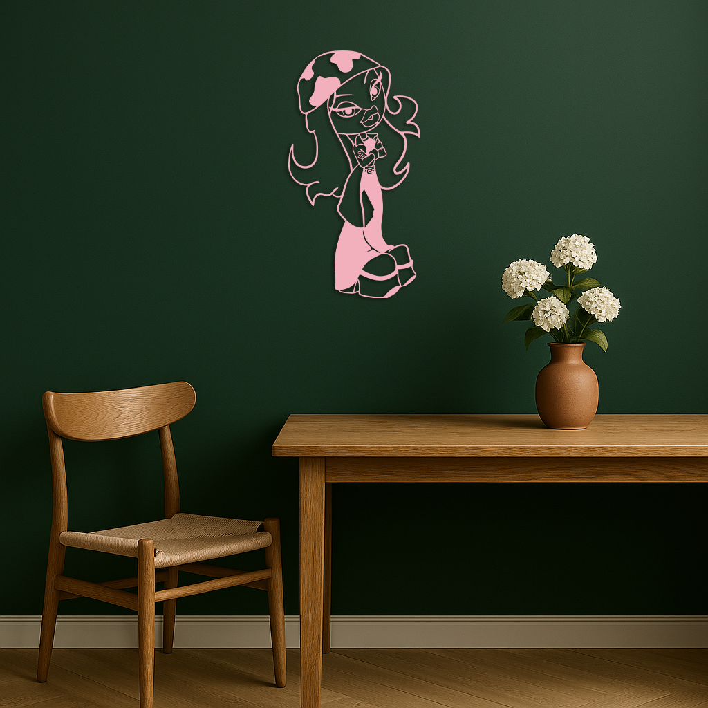 Pink Bratz Girl Metal Wall Art – Fashion Doll Inspired Silhouette Decor - KAFGP022