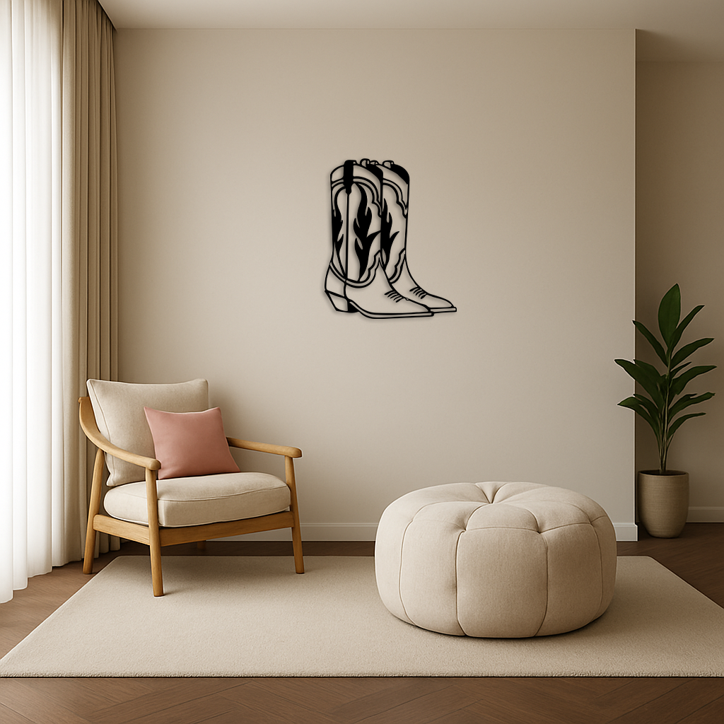 Pink Cowboy Boots Metal Wall Art – Western Rodeo Inspired Decor - KAFGP025