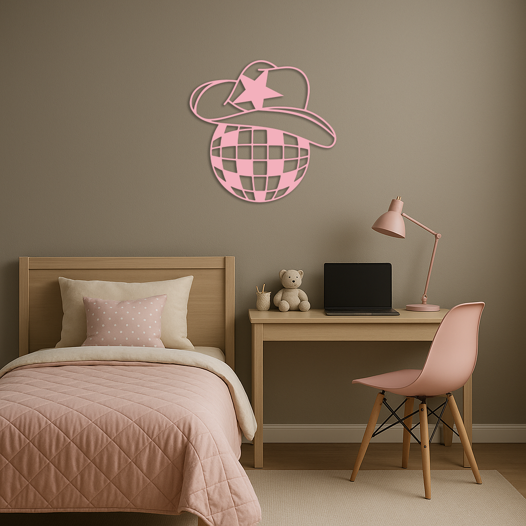 Disco Cowboy Hat Metal Wall Art – Retro Country Party Decor - KAFGP026