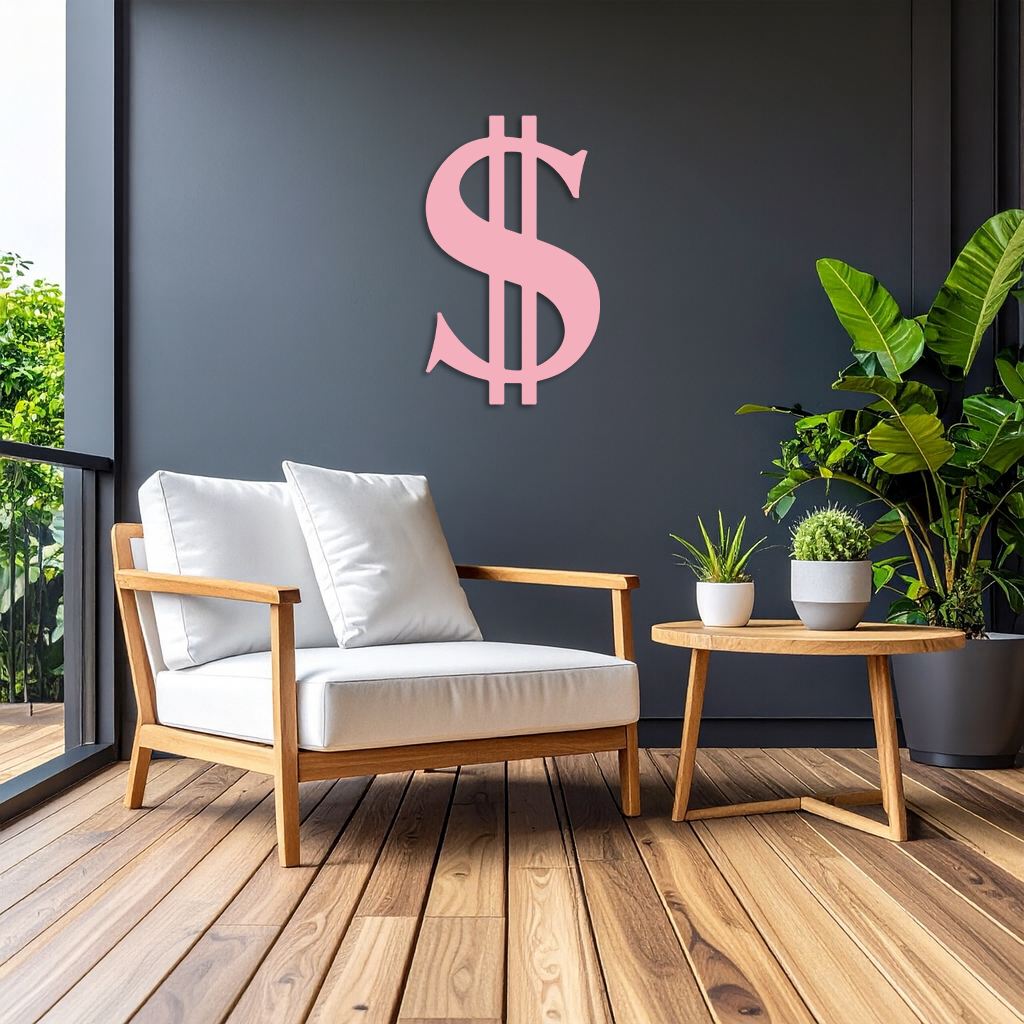 Dollar Sign Metal Wall Art – Money Symbol Modern Decor - KAFGP027