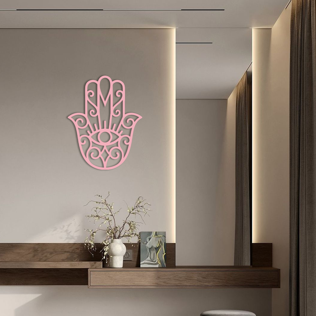 Hamsa Hand Metal Wall Art – Spiritual Protection & Boho Home Decor - KAFGP030