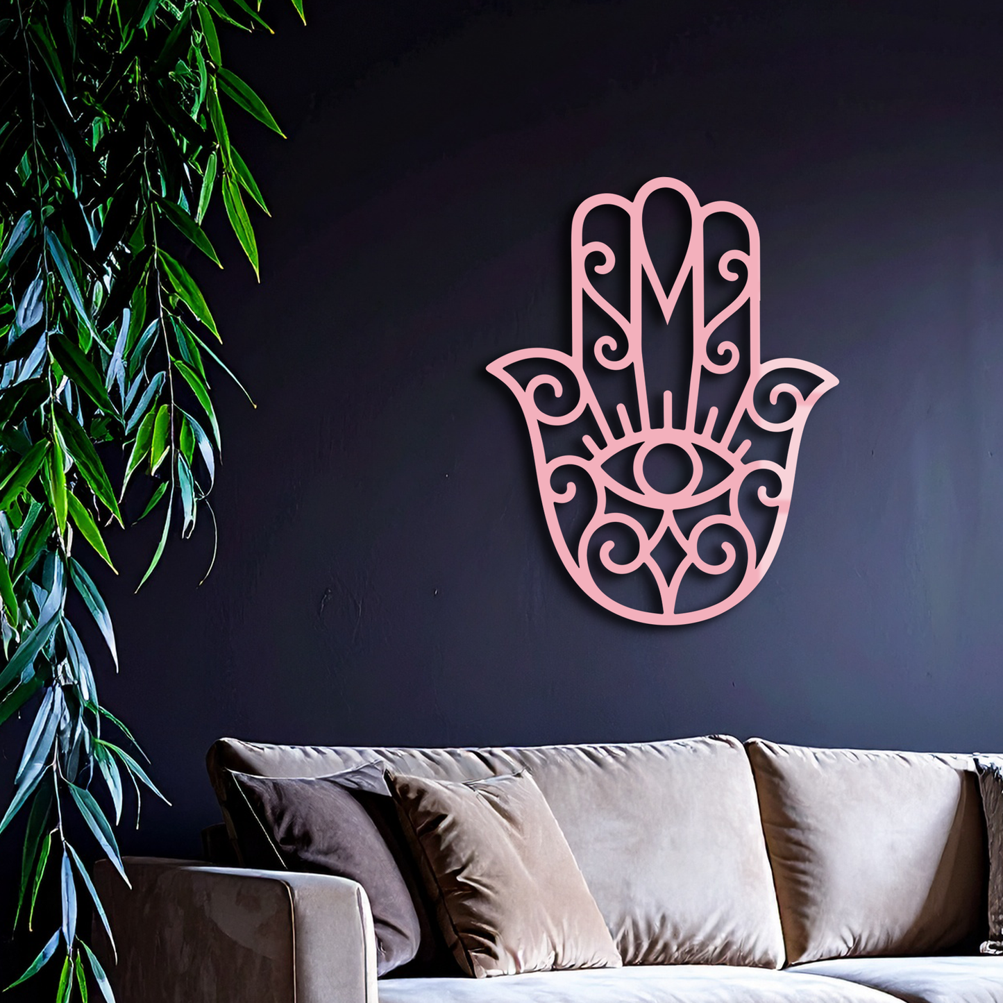Hamsa Hand Metal Wall Art – Spiritual Protection & Boho Home Decor - KAFGP030
