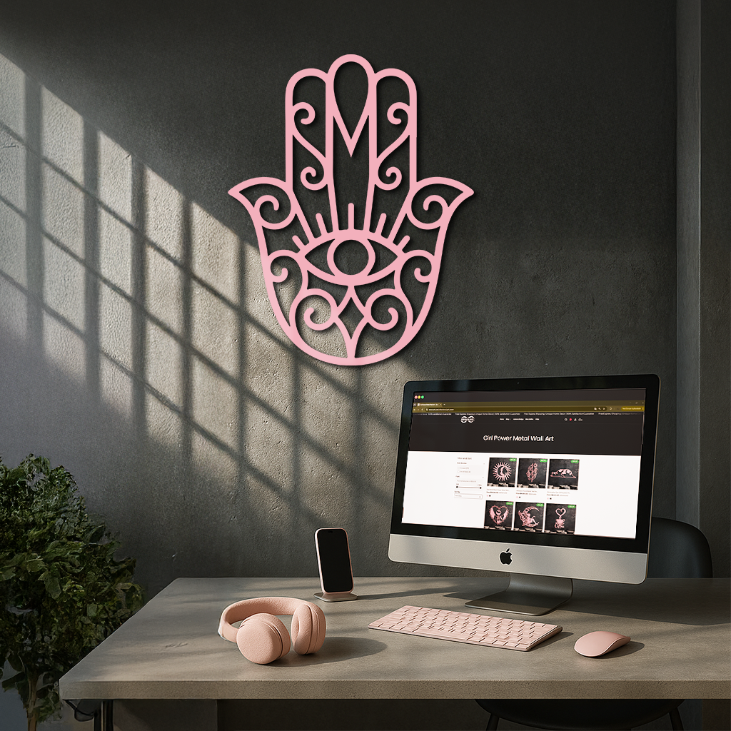 Hamsa Hand Metal Wall Art – Spiritual Protection & Boho Home Decor - KAFGP030