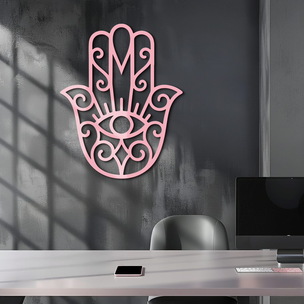 Hamsa Hand Metal Wall Art – Spiritual Protection & Boho Home Decor - KAFGP030
