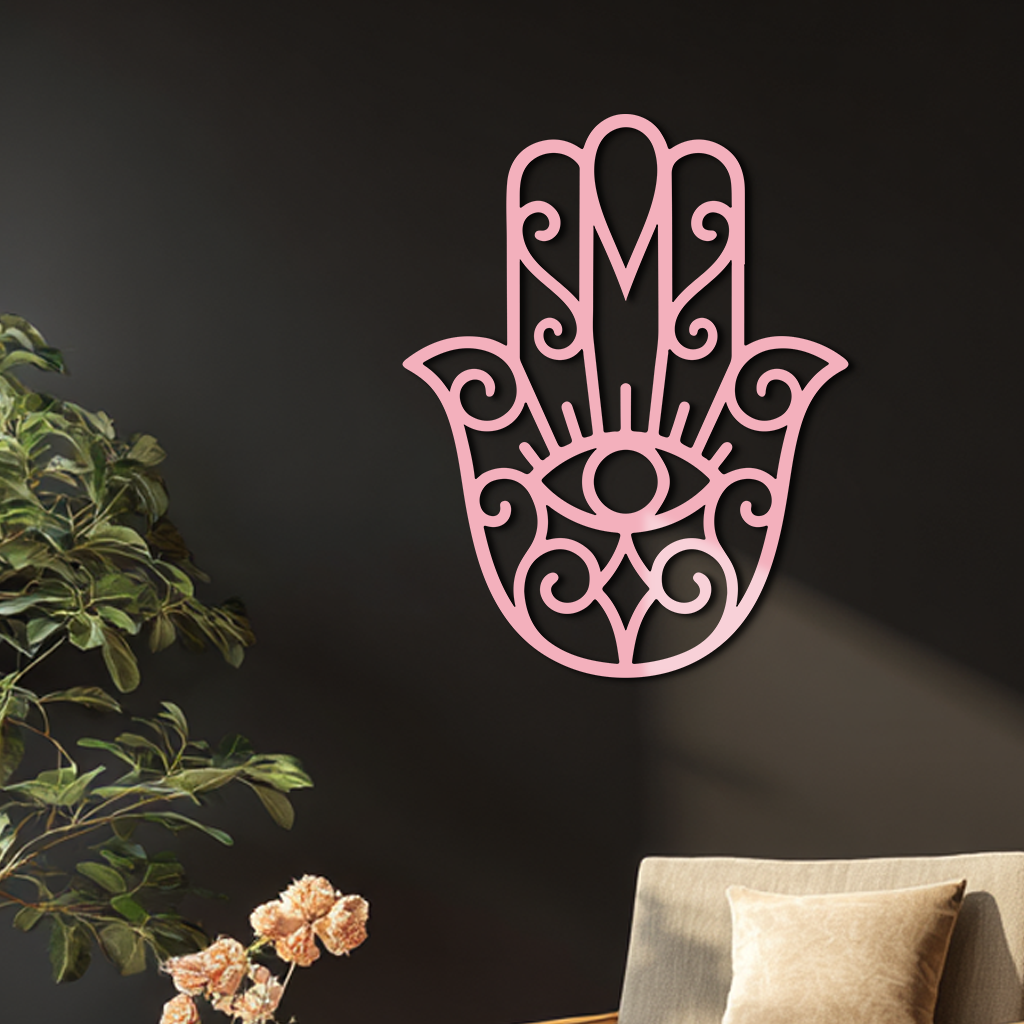 Hamsa Hand Metal Wall Art – Spiritual Protection & Boho Home Decor - KAFGP030