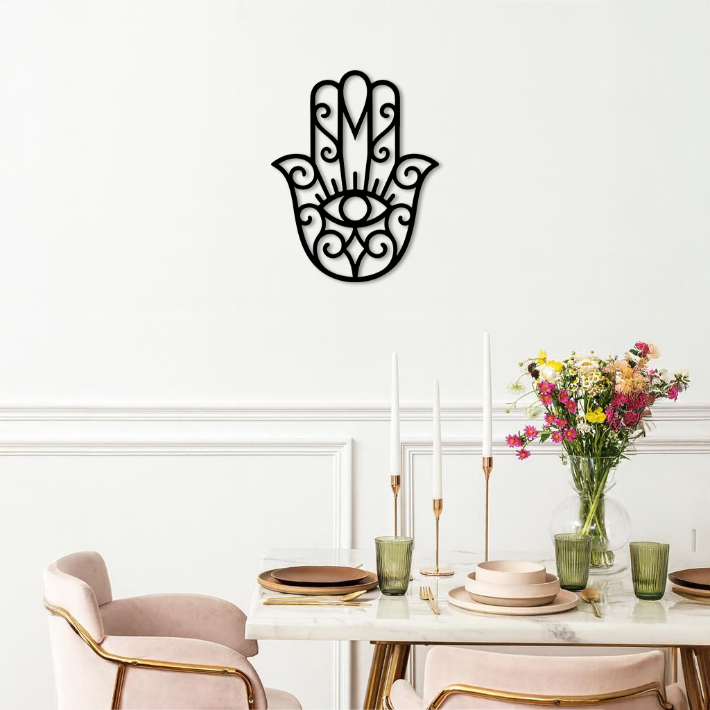 Hamsa Hand Metal Wall Art – Spiritual Protection & Boho Home Decor - KAFGP030