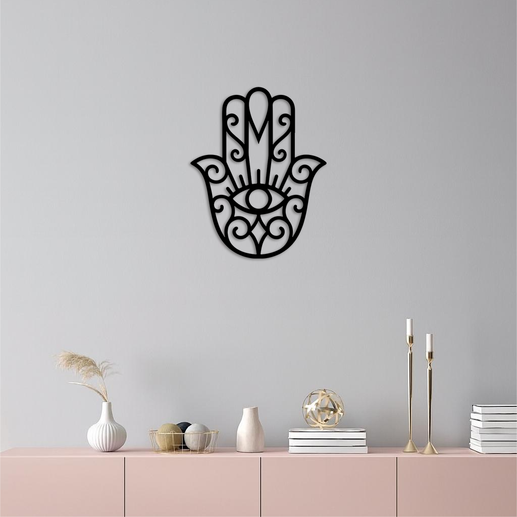 Hamsa Hand Metal Wall Art – Spiritual Protection & Boho Home Decor - KAFGP030
