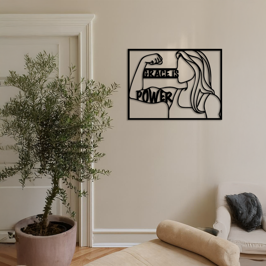 Grace is Power Woman Silhouette Metal Wall Art - KAFGP033