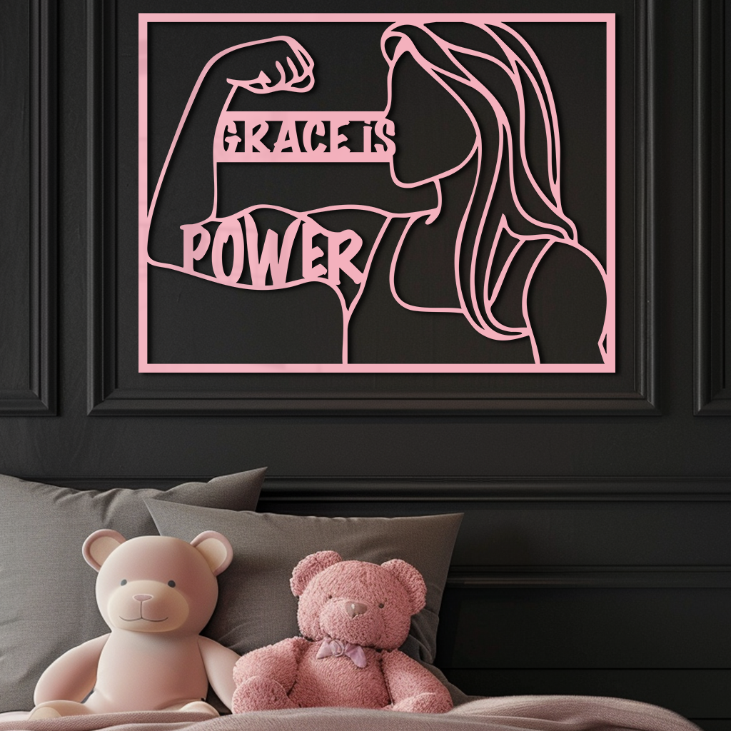 Grace is Power Woman Silhouette Metal Wall Art - KAFGP033