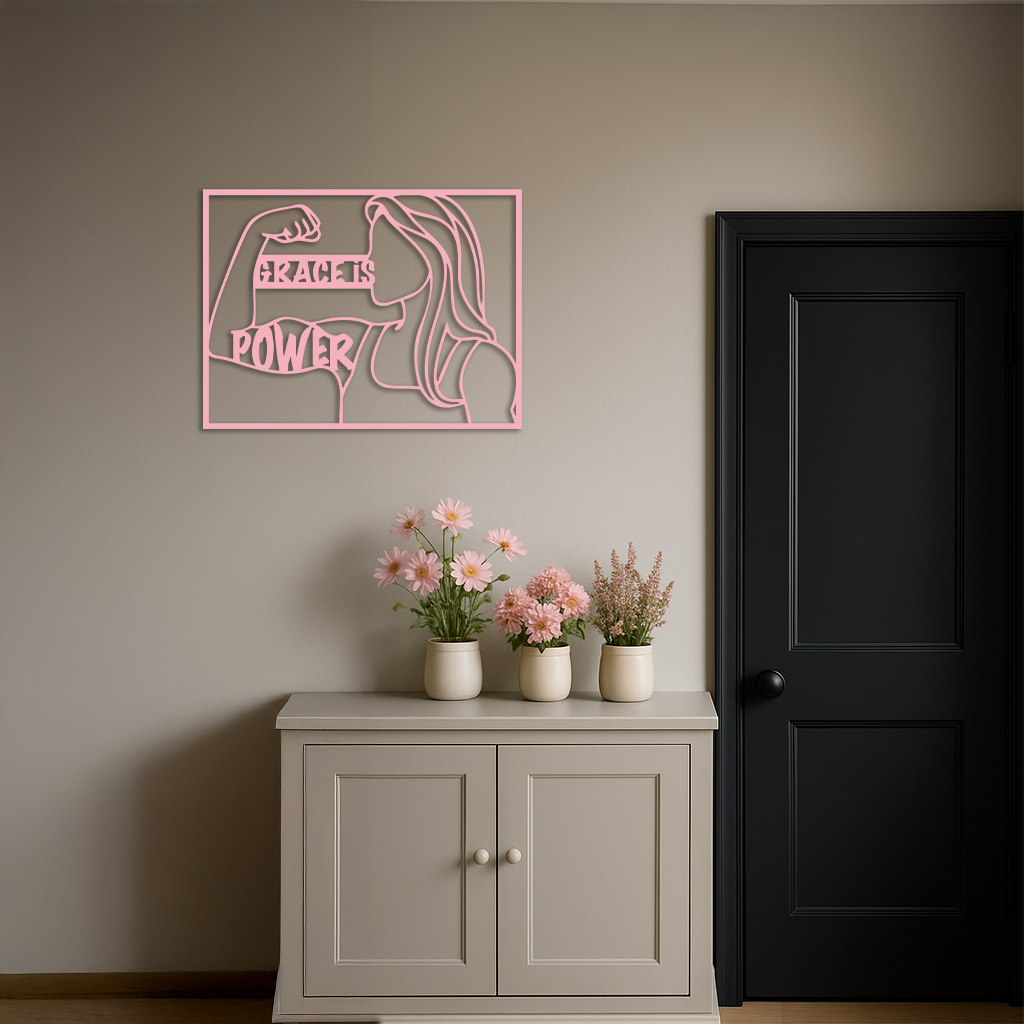 Grace is Power Woman Silhouette Metal Wall Art - KAFGP033