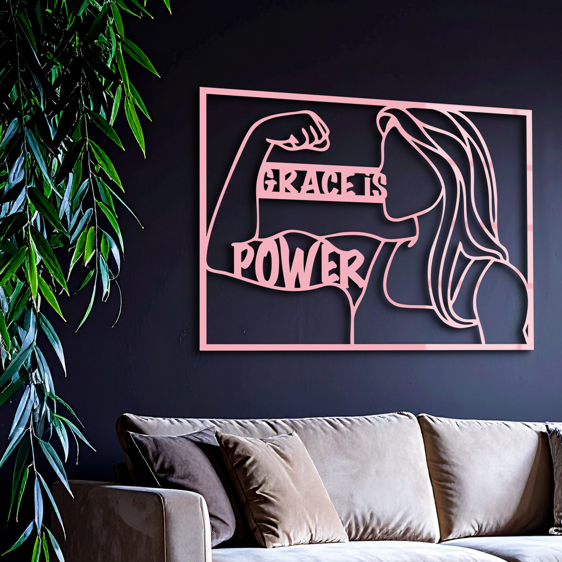 Grace is Power Woman Silhouette Metal Wall Art - KAFGP033