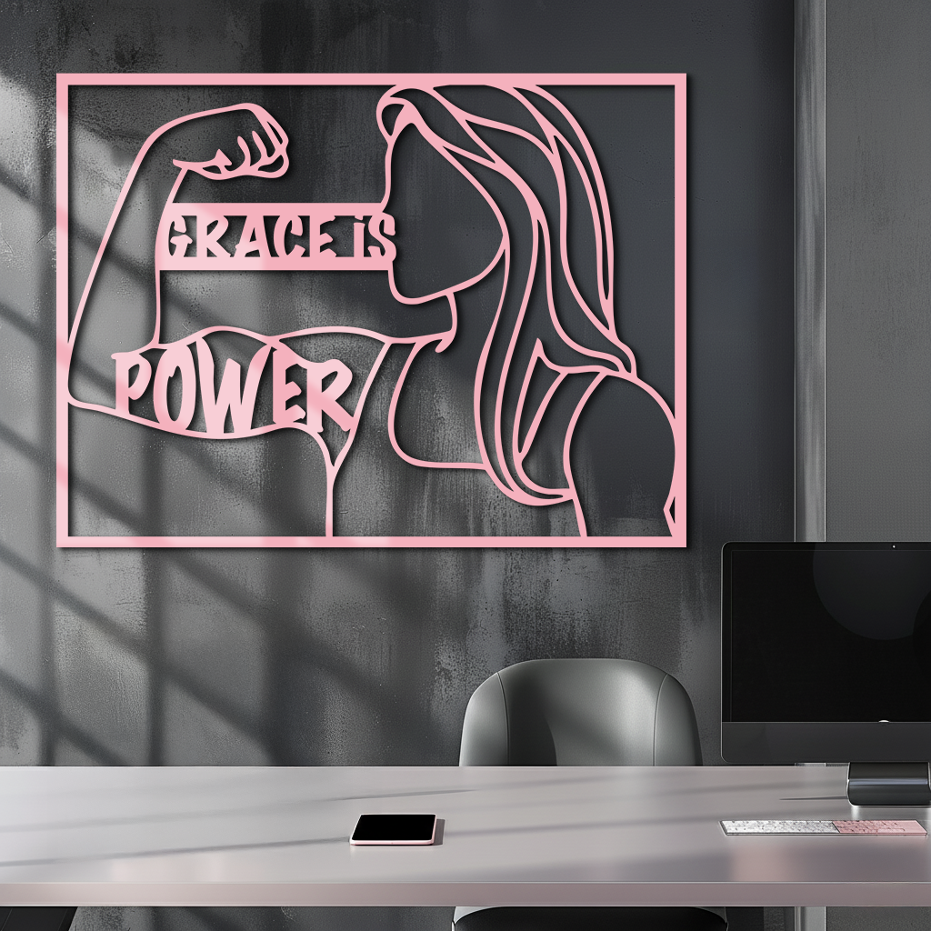 Grace is Power Woman Silhouette Metal Wall Art - KAFGP033
