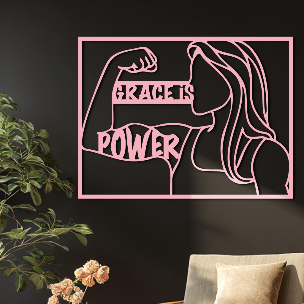 Grace is Power Woman Silhouette Metal Wall Art - KAFGP033