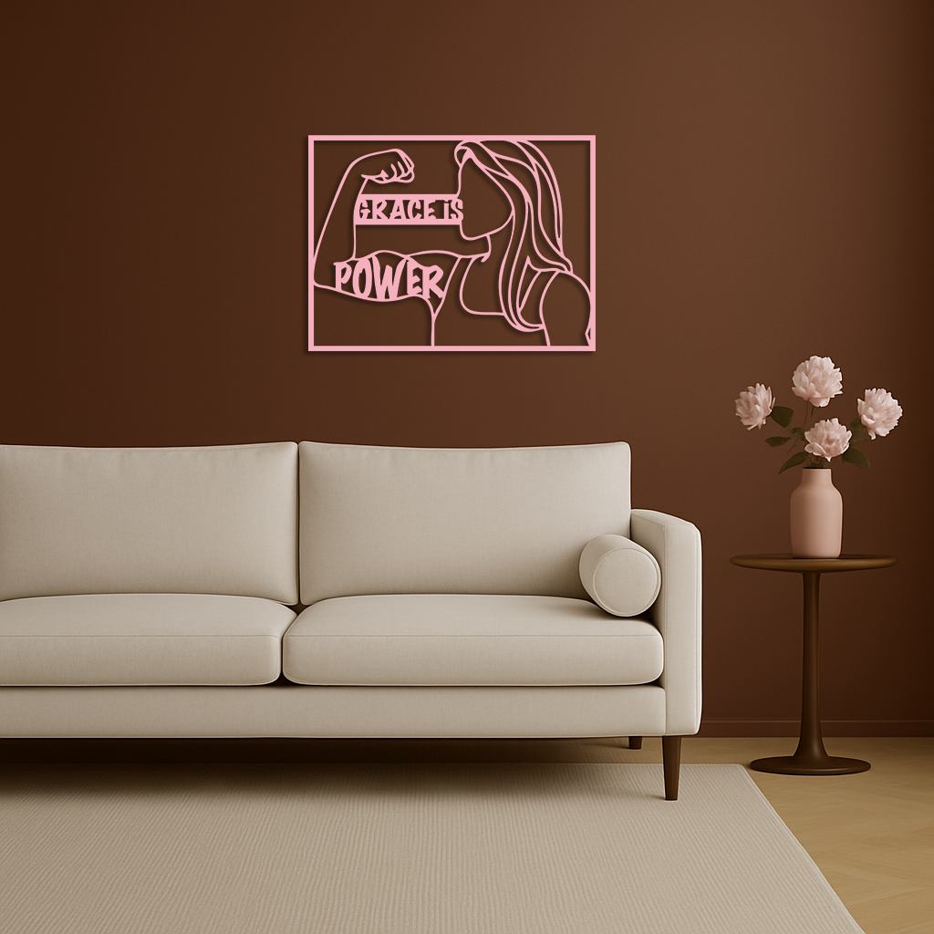 Grace is Power Woman Silhouette Metal Wall Art - KAFGP033