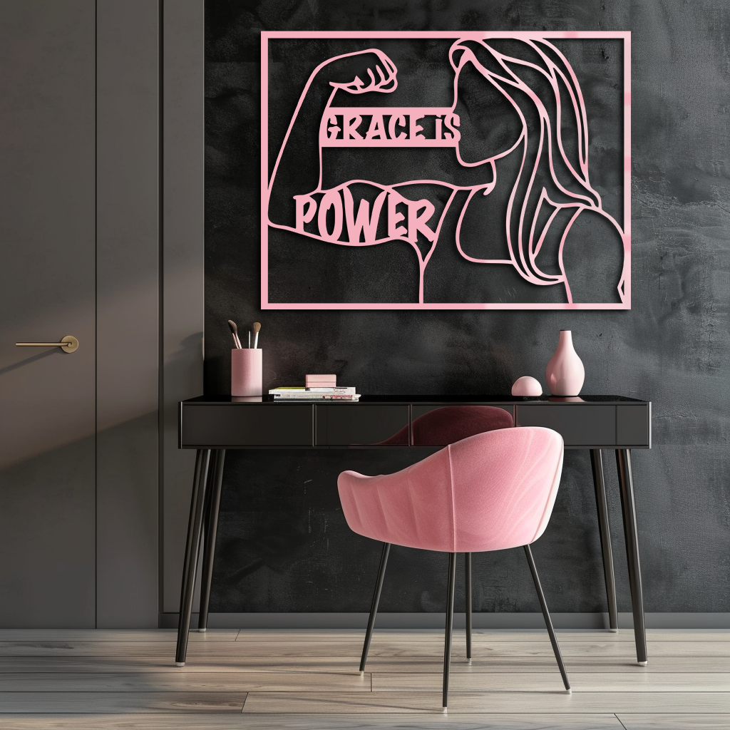 Grace is Power Woman Silhouette Metal Wall Art - KAFGP033