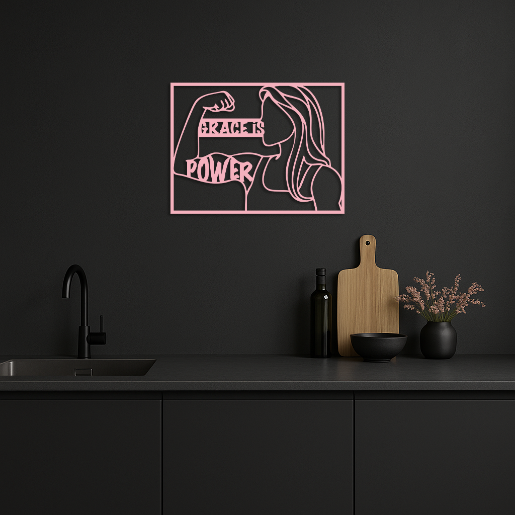 Grace is Power Woman Silhouette Metal Wall Art - KAFGP033