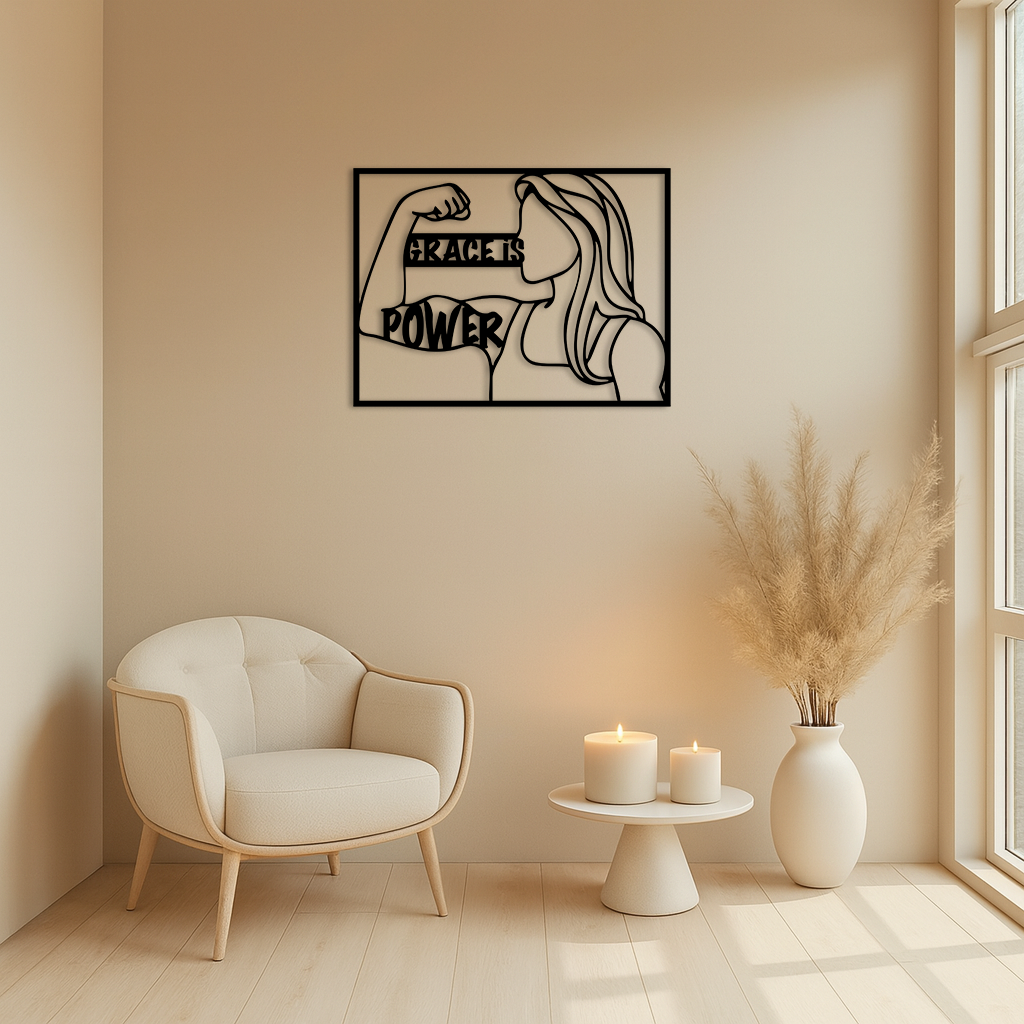Grace is Power Woman Silhouette Metal Wall Art - KAFGP033