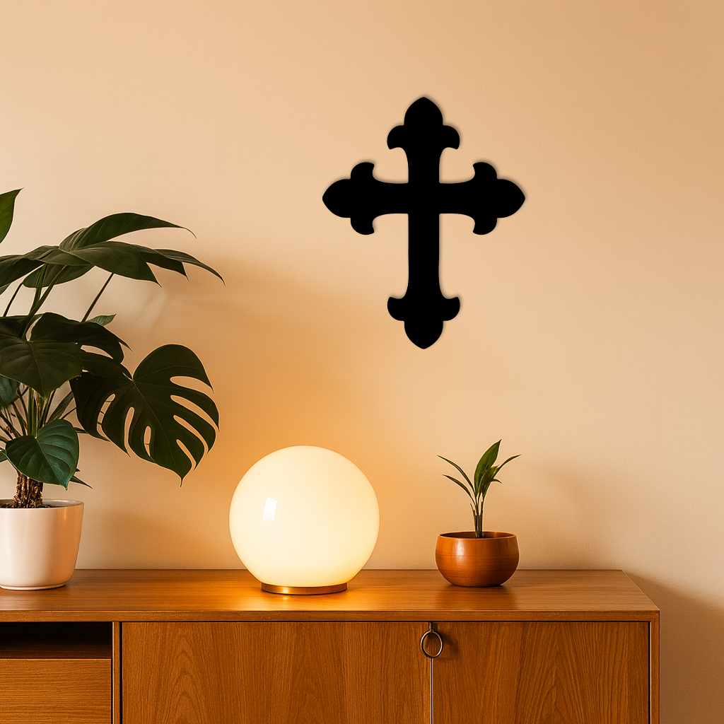 Classic Cross Silhouette Metal Wall Art – Timeless Religious Decor - KAFGP035