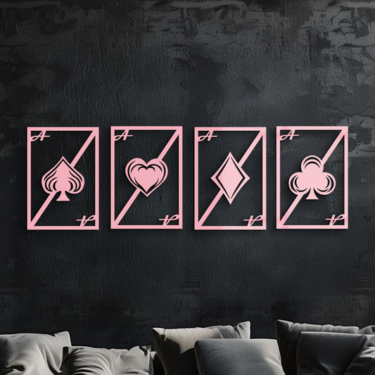 Playing Cards Silhouette Metal Wall Art – Poker Aces Design - KAFGP037