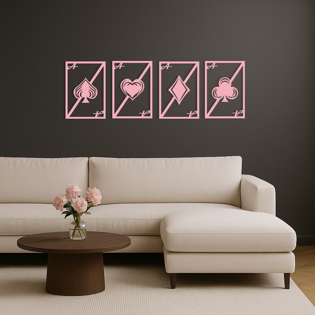 Playing Cards Silhouette Metal Wall Art – Poker Aces Design - KAFGP037
