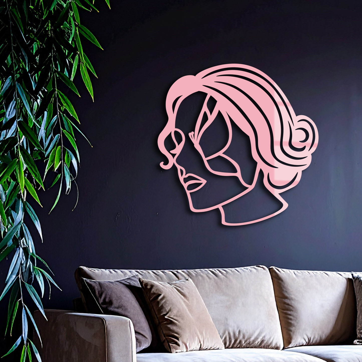 Butterfly Woman Face Silhouette Metal Wall Art – Modern Feminine Design - KAFGP039