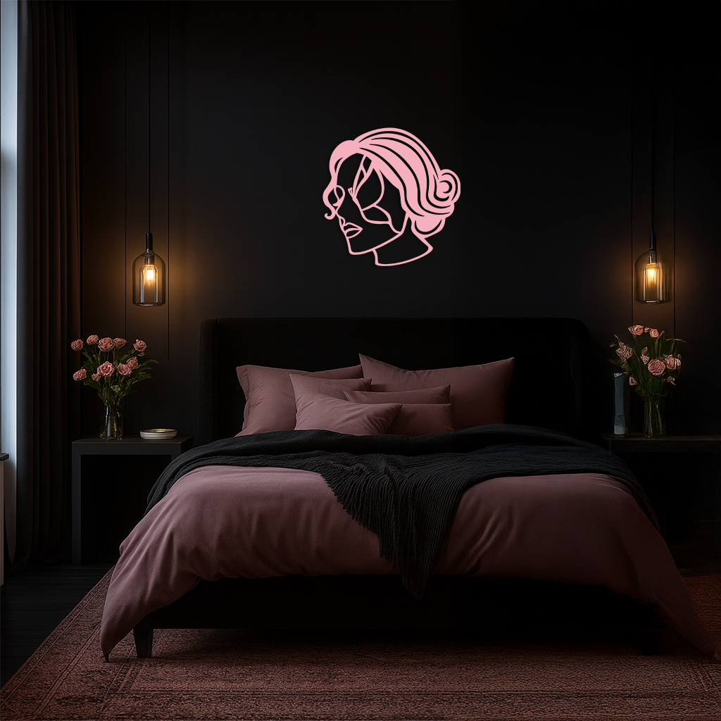 Butterfly Woman Face Silhouette Metal Wall Art – Modern Feminine Design - KAFGP039