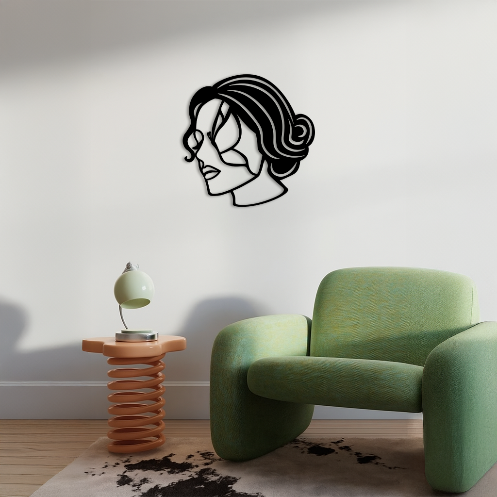 Butterfly Woman Face Silhouette Metal Wall Art – Modern Feminine Design - KAFGP039