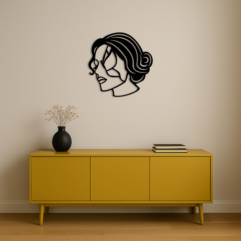 Butterfly Woman Face Silhouette Metal Wall Art – Modern Feminine Design - KAFGP039