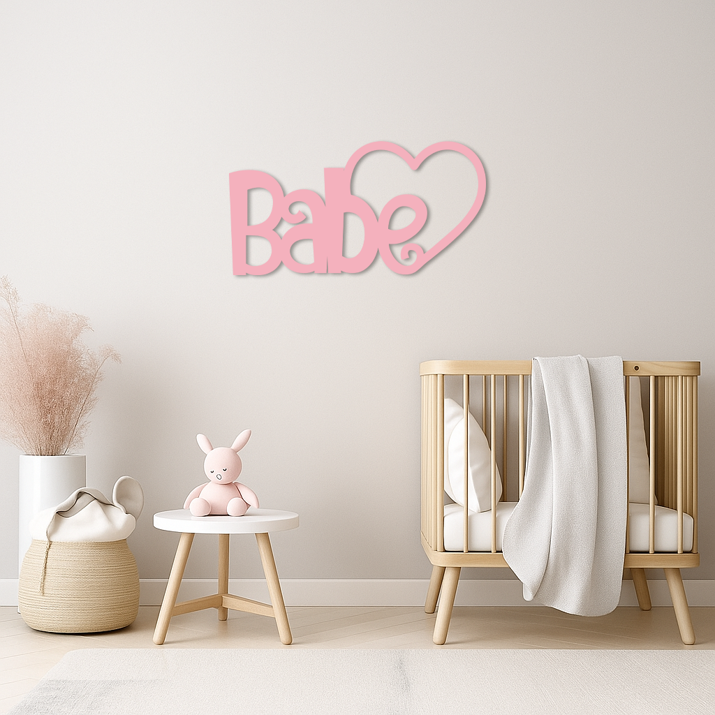 Babe Heart Silhouette Metal Wall Art – Modern Typography Design - KAFGP045