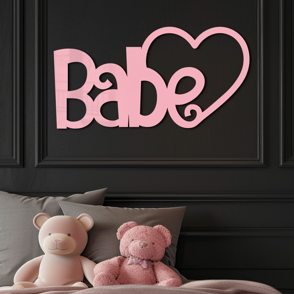 Babe Heart Silhouette Metal Wall Art – Modern Typography Design - KAFGP045