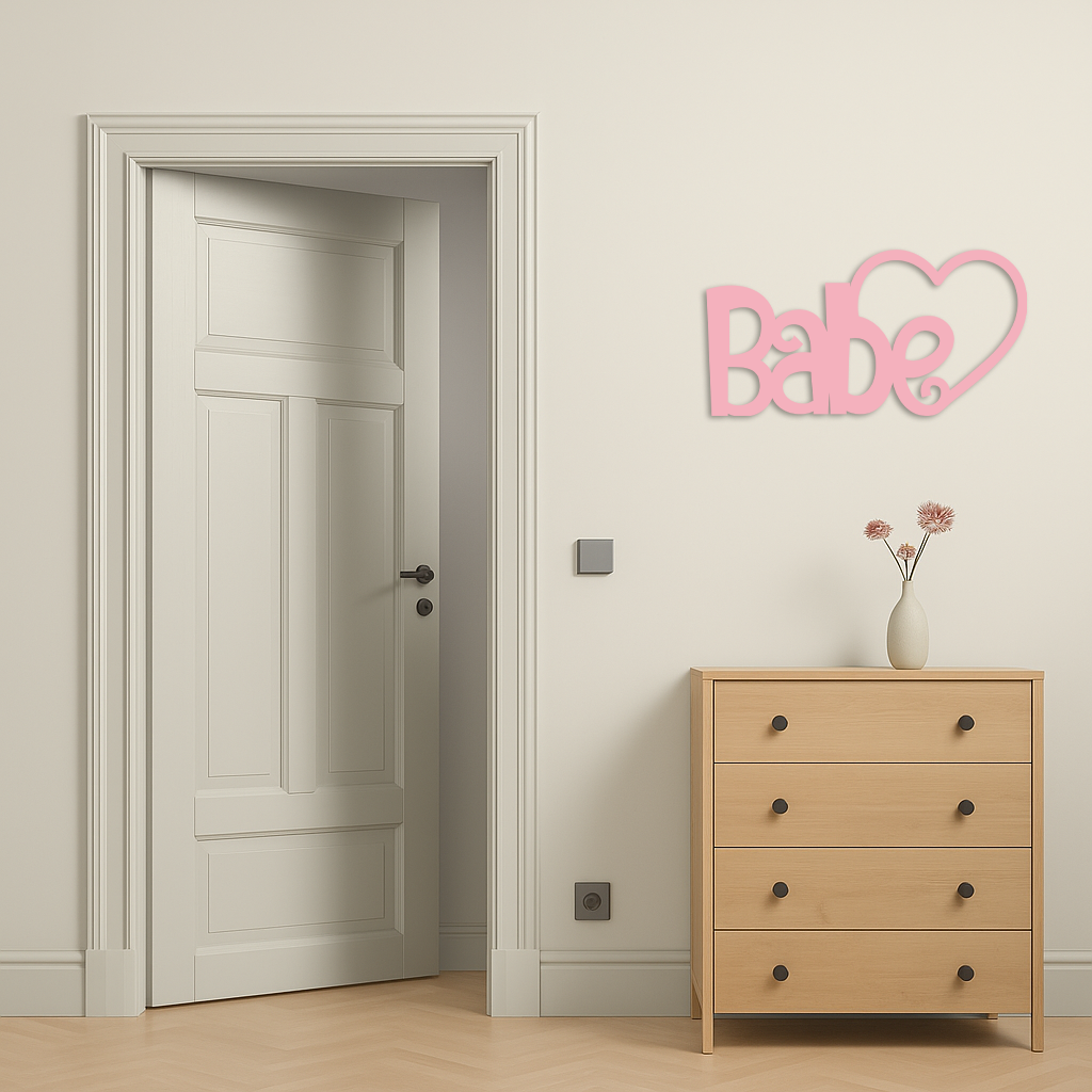 Babe Heart Silhouette Metal Wall Art – Modern Typography Design - KAFGP045