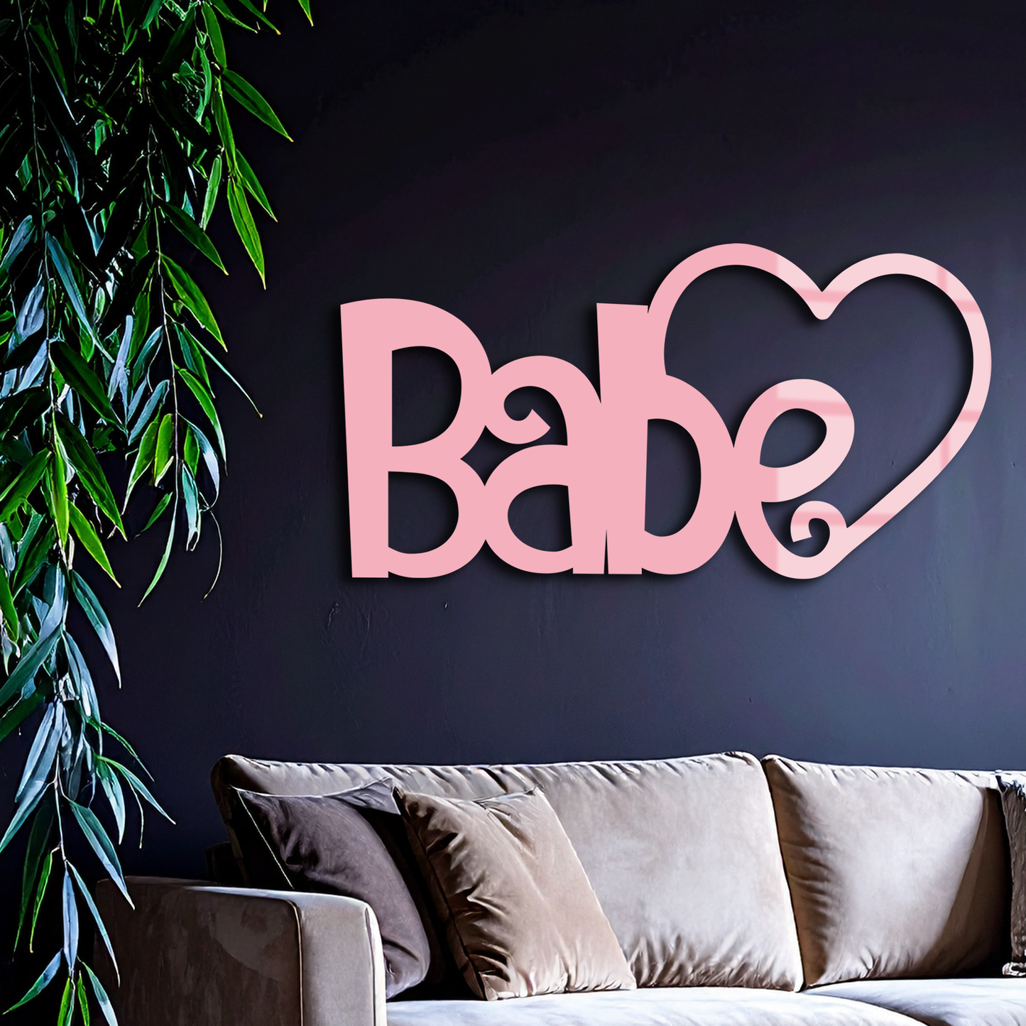 Babe Heart Silhouette Metal Wall Art – Modern Typography Design - KAFGP045