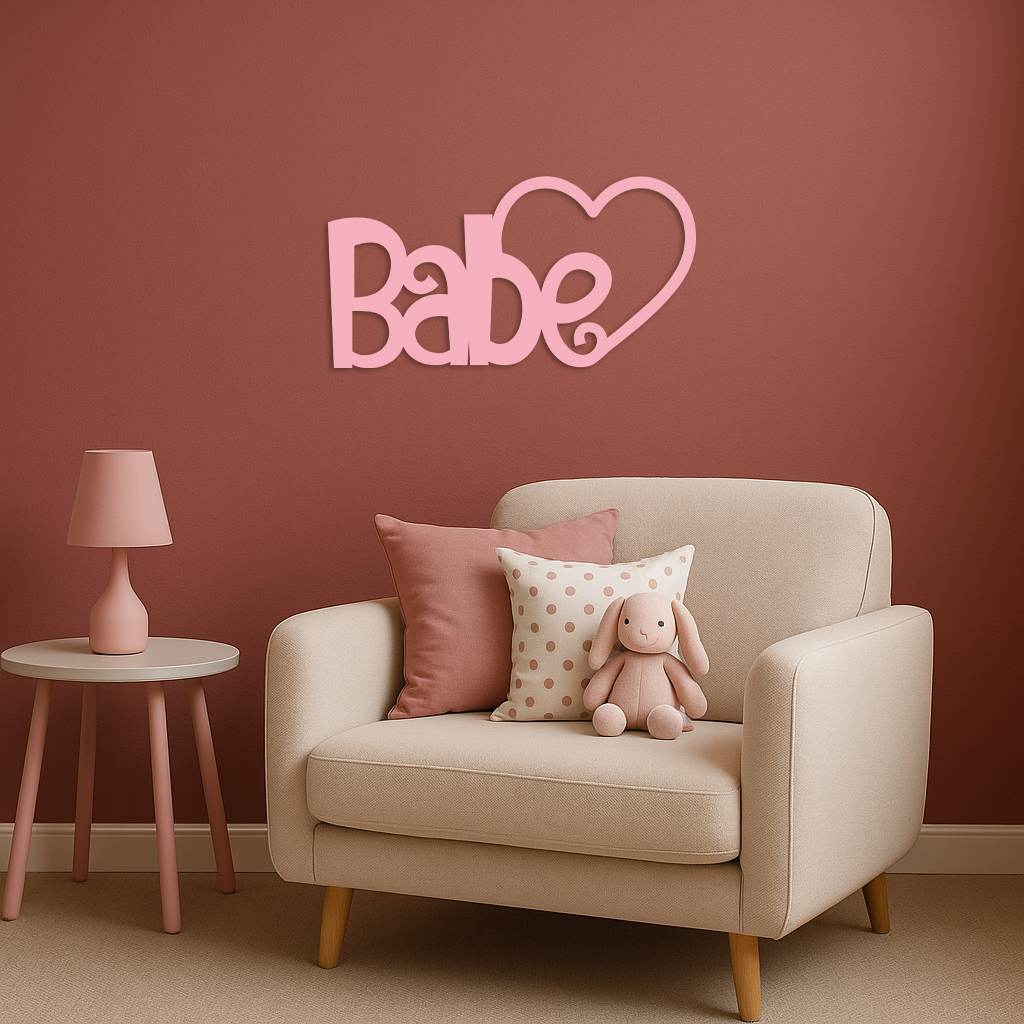 Babe Heart Silhouette Metal Wall Art – Modern Typography Design - KAFGP045