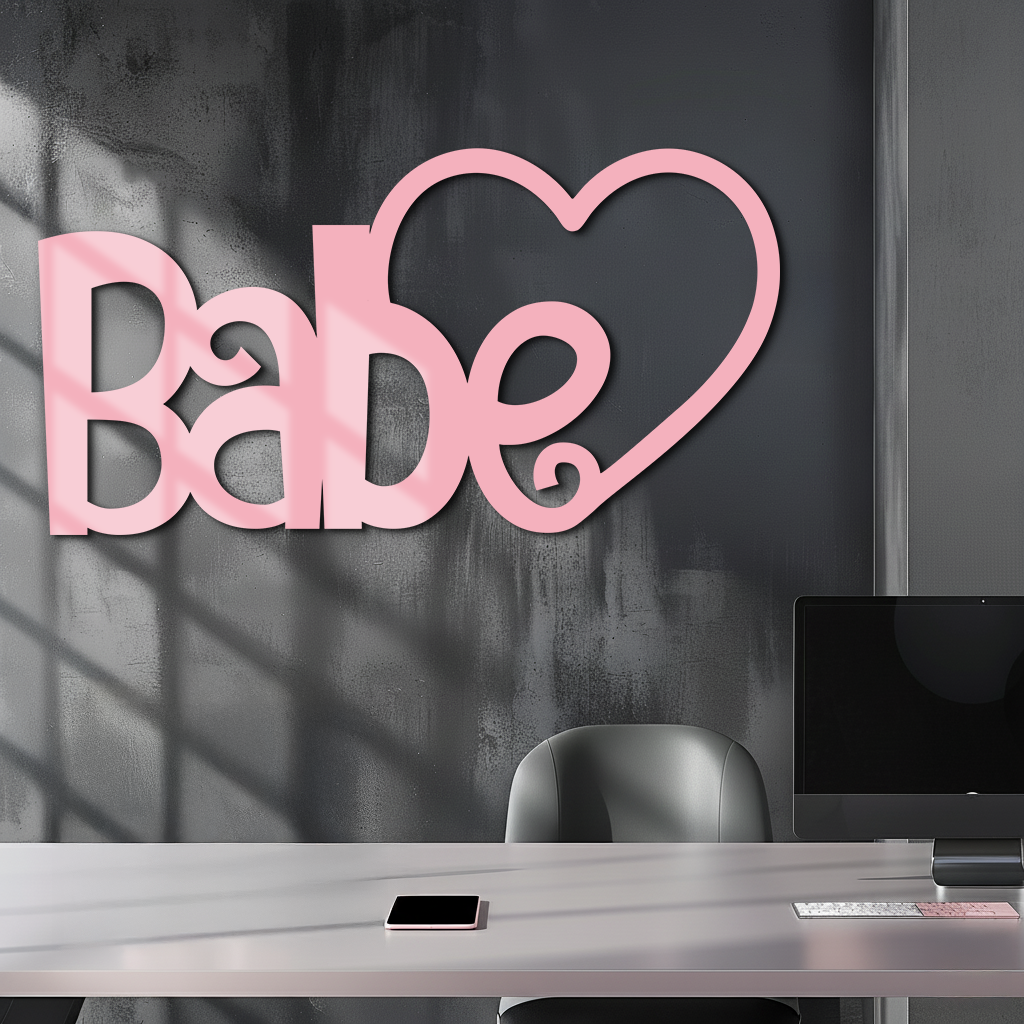 Babe Heart Silhouette Metal Wall Art – Modern Typography Design - KAFGP045