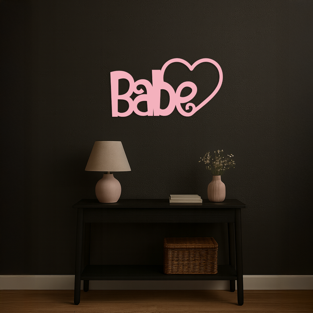 Babe Heart Silhouette Metal Wall Art – Modern Typography Design - KAFGP045