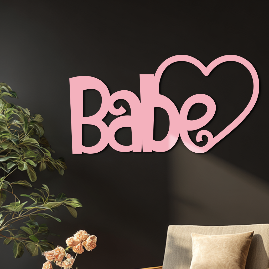 Babe Heart Silhouette Metal Wall Art – Modern Typography Design - KAFGP045