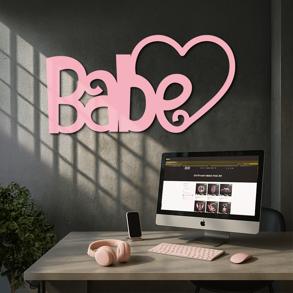 Babe Heart Silhouette Metal Wall Art – Modern Typography Design - KAFGP045