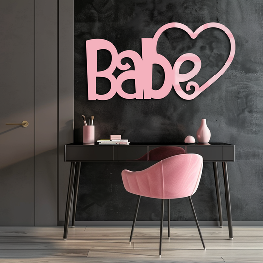 Babe Heart Silhouette Metal Wall Art – Modern Typography Design - KAFGP045