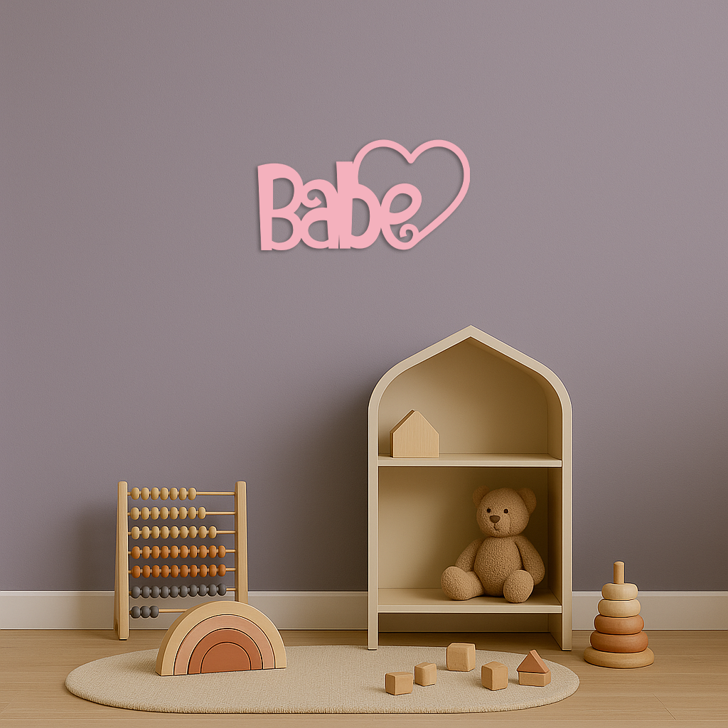 Babe Heart Silhouette Metal Wall Art – Modern Typography Design - KAFGP045