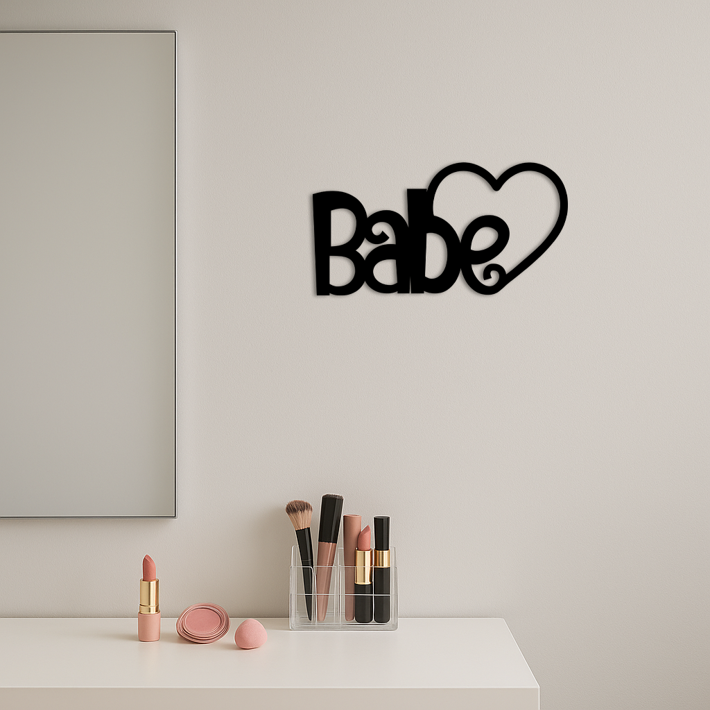 Babe Heart Silhouette Metal Wall Art – Modern Typography Design - KAFGP045