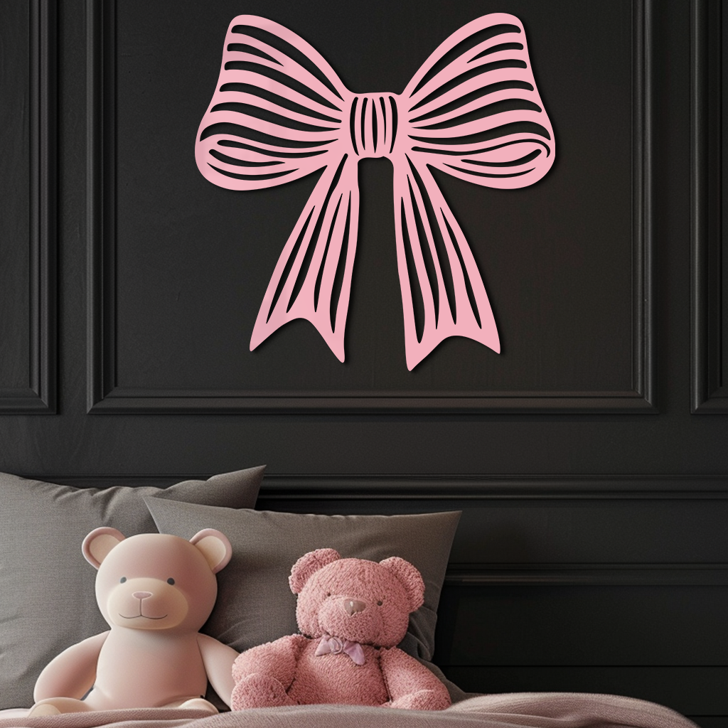 Elegant Bow Silhouette Metal Wall Art – Decorative Ribbon Design - KAFGP047