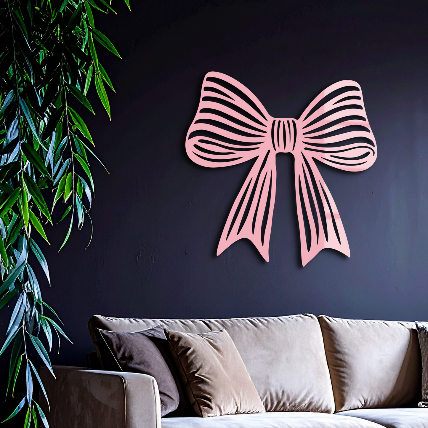 Elegant Bow Silhouette Metal Wall Art – Decorative Ribbon Design - KAFGP047