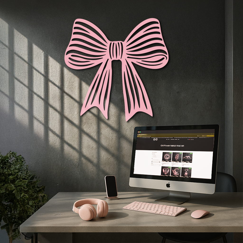 Elegant Bow Silhouette Metal Wall Art – Decorative Ribbon Design - KAFGP047