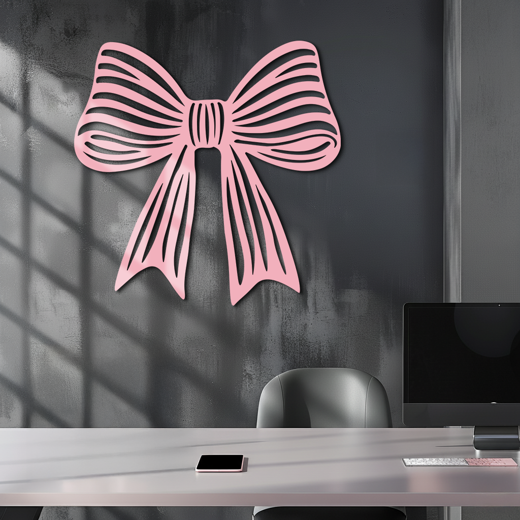 Elegant Bow Silhouette Metal Wall Art – Decorative Ribbon Design - KAFGP047